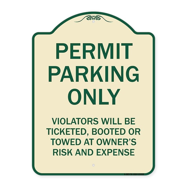 Permit Parking Violators Ticketed Booted or Towed Owners Risk & Ex Alum, 18" L, 24" H, TG-1824-23315